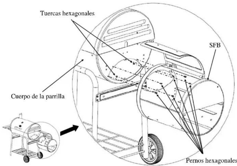 Tuercas hexagonales SFB Cuerpo de la parrilla Pernos hexagonales