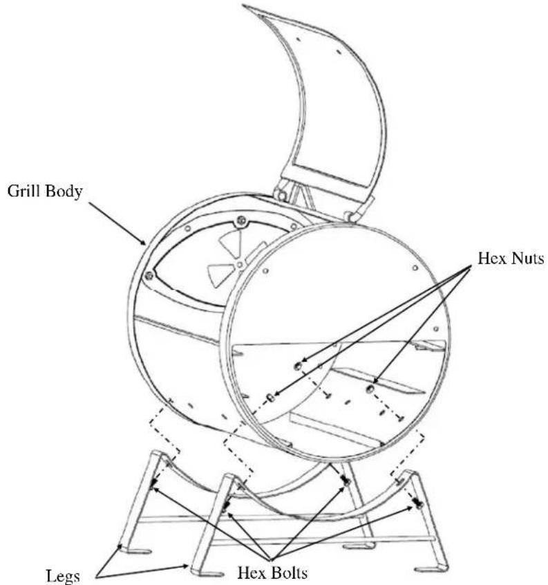Grill Body Hex Nuts Legs Hex Bolts