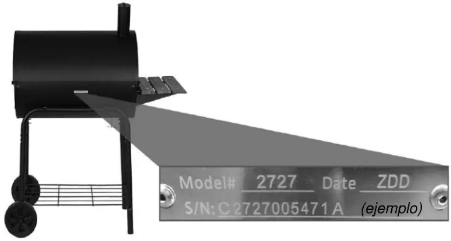 Model# 2727 Date ZDD S/N: C 2727005471 A (ejemplo)