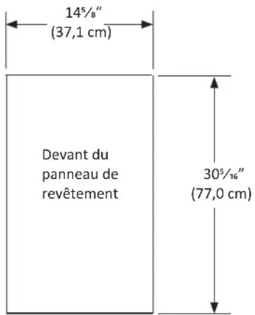 14⁵/₈" (37,1 cm) Devant du panneau de revêtement 30⁵/₁₆" (77,0 cm)