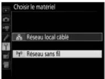 NIKON WT7 - Sélectionnez Réseau sans fil. - 1