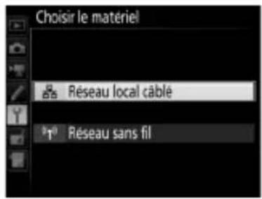 NIKON WT7 - Sélectionnez Réseau local câblé. - 1