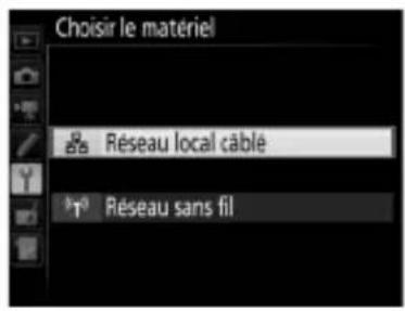 NIKON WT7 - Sélectionnez Réseau local câblé. - 1