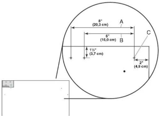 8" (20,3 cm) 6" (16,0 cm) 1½" (3,7 cm) 2" (4,9 cm)