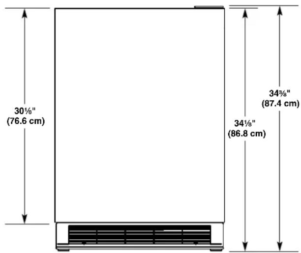 30½" (76.6 cm) 34½" (86.8 cm) 34¾" (87.4 cm)