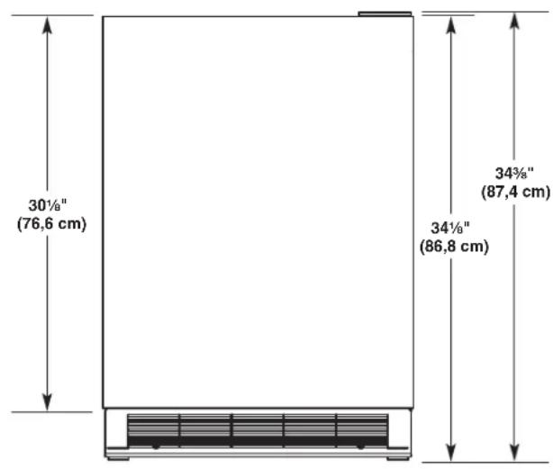30½" (76,6 cm) 34¾" (87,4 cm) 34½" (86,8 cm)