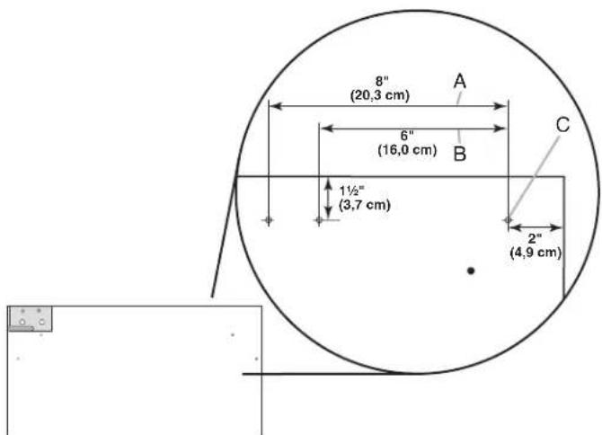 8" (20,3 cm) 6" (16,0 cm) 1½" (3,7 cm) 2" (4,9 cm)