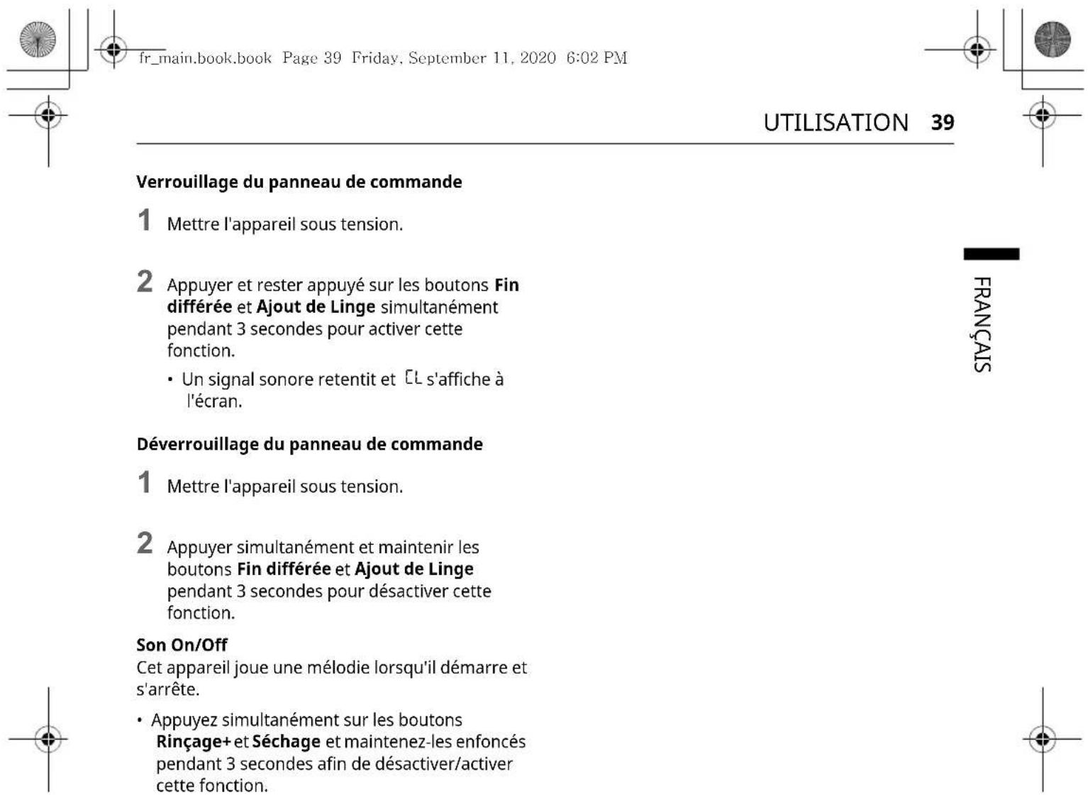 LG F954N42IXRS - Utilisation des options de base - 2