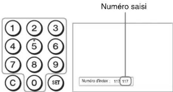 SONY FWDS42E1 - Saisissez le « Numéro d'index » de l'écran que vous souhaitez faire fonctionner à l'aide des touches 0 à 9 de la télécommande. - 1