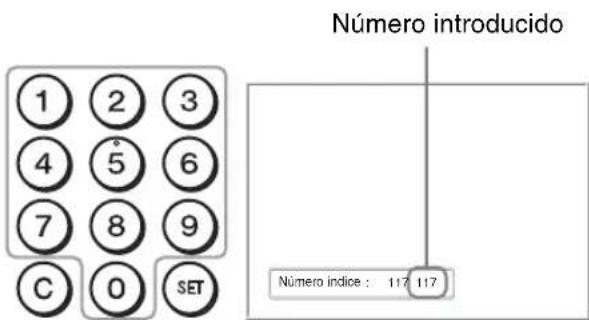 SONY FWDS42E1 - Introduzca el "Numero indices" de la pantalla que desea utiliser mediante los botones 0 - 9 del mando a distancia. - 1
