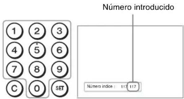 SONY FWDS47H1 - Introduzca el "Número índice" de la pantalla que desea utilizar mediante los botones 0 - 9 del mando a distancia. - 1