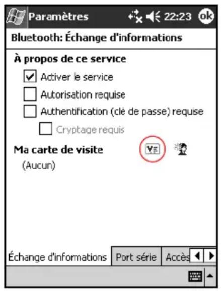 HP iPAQ h1945 - Configuration de vos informations de carte de visite - 1