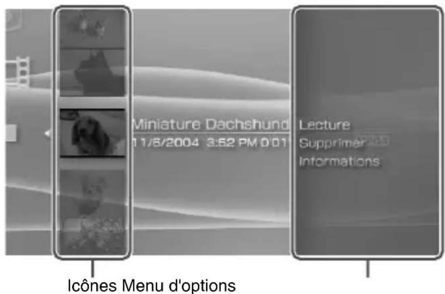 SONY PSP1001 - Menu des options video - 1