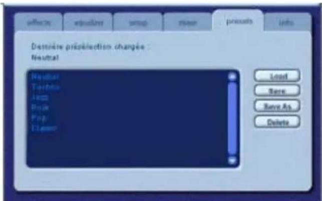 PHILIPS PSC604 - Onglet Présélections - 1