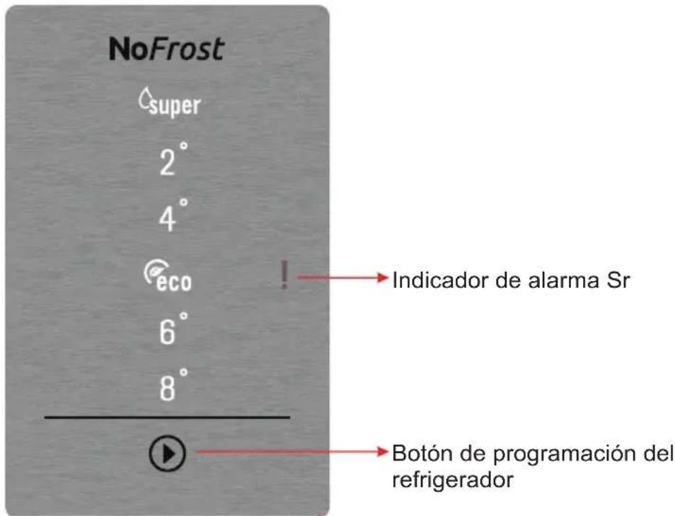 NoFrost super 2° 4° eco 6° 8° Indicador de alarma Sr Botón de programación del refrigerator