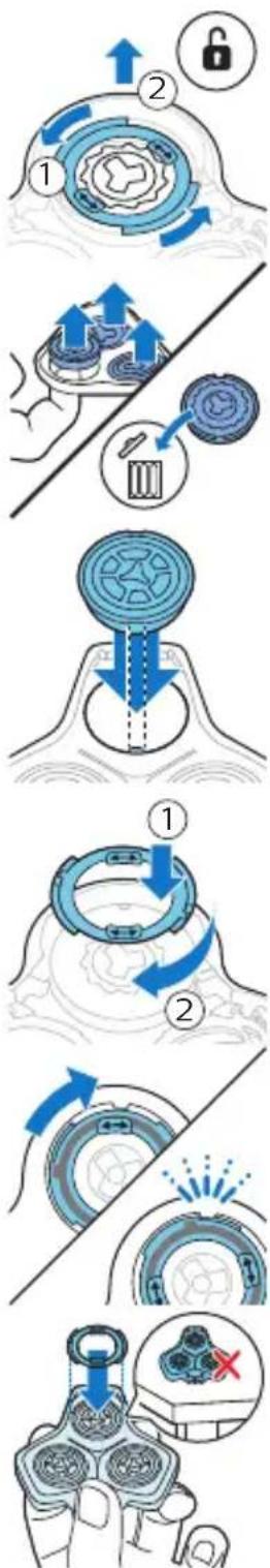 PHILIPS Series 5000 S5586 - Replacing the shaving heads - 2
