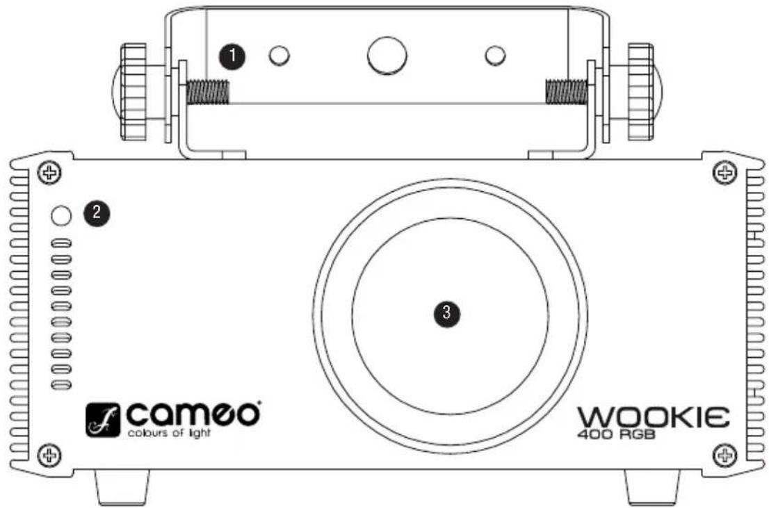 Cameo Wookie 200 RGY - CONNECTIONS, CONTROLS AND INDICATORS / ANSCHLUSSE, BEDIEN- UND ANZEIGELEMENTE / CONNECTEURS, CONTROLES ET INDICATEURS / CONEXIONES, CONTROLES E INDICADORES / PRZYŁACZA, ELEMENTY OBSŁUGI I WSKAZNIKI - 1