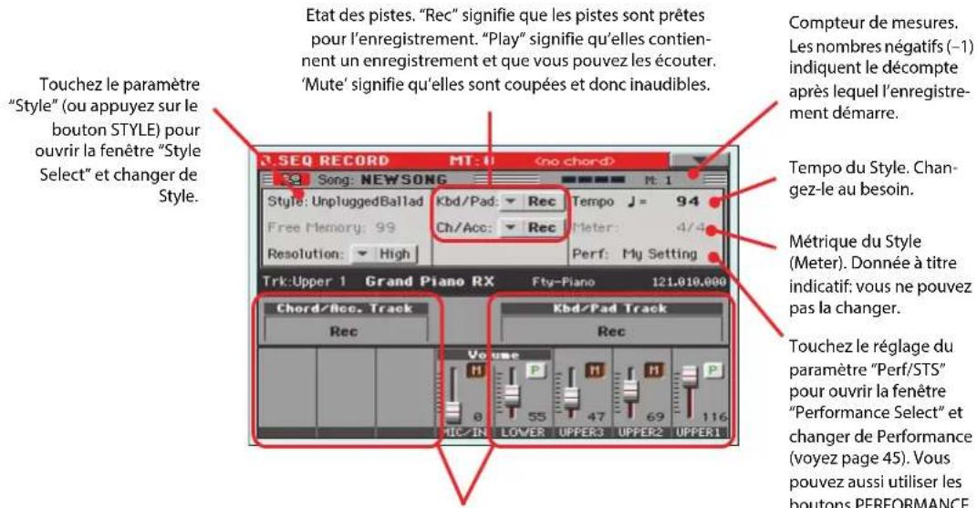 KORG Pa3XLe - Réglage des paramètres 'Record' - 1
