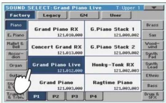 KORG Pa3XLe - Sélectionnez un son dans la fenêtre "Sound Select" puis appuyez sur le bouton EXIT pour fermer la fenêtre. - 1