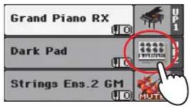 KORG Pa3XLe - Touchez l'icone de banque de la piste "Upper 2" pour couper à nouveau la piste ("Mute"). - 1