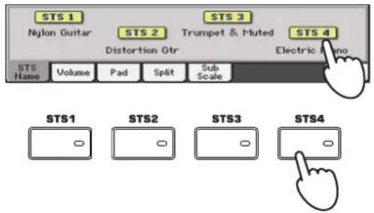 KORG Pa3XLe - S'il n'est pas affché, affichez le cadre "STS Name" en touchant l'onglet [STS Name]. - 2