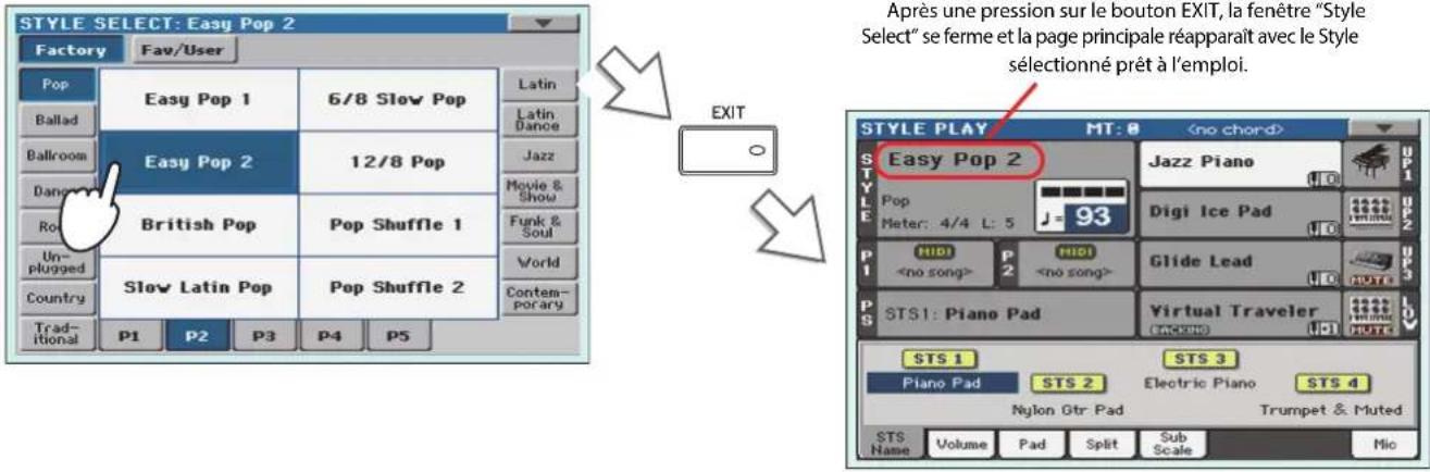 KORG Pa3XLe - Choisissez un Style dans la fenetre "Style Select". - 1