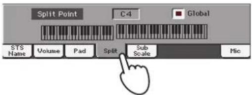 KORG Pa3XLe - Régler le point de partage ('Split Point') - 1