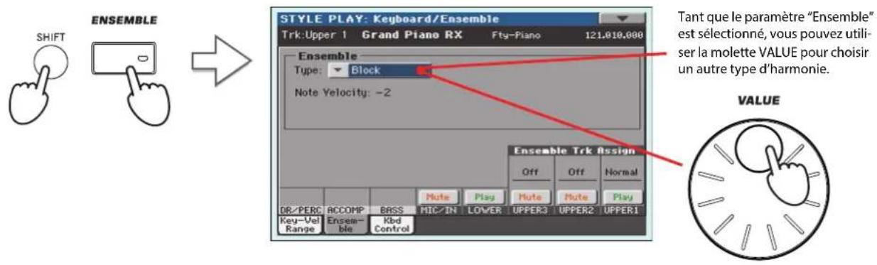 KORG Pa3XLe - Ajouter des harmonies à la mélodie de la main droite avec la fonction 'ENSEMBLE' - 4