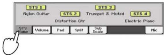 KORG Pa3XLe - S'il n'est pas affché, affichez le cadre "STS Name" en touchant l'onglet [STS Name]. - 1