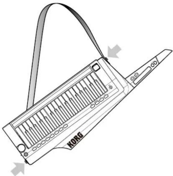 KORG RK100S - Den Gurt befestigen - 1