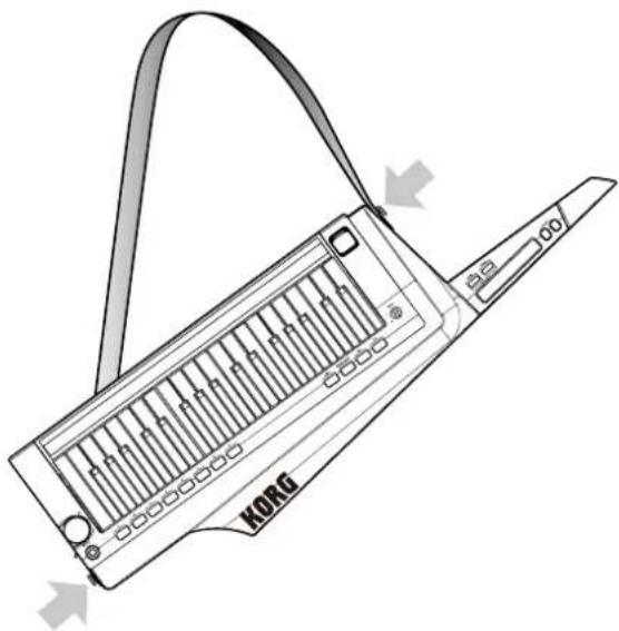 KORG RK100S - Colocación de la correa - 1