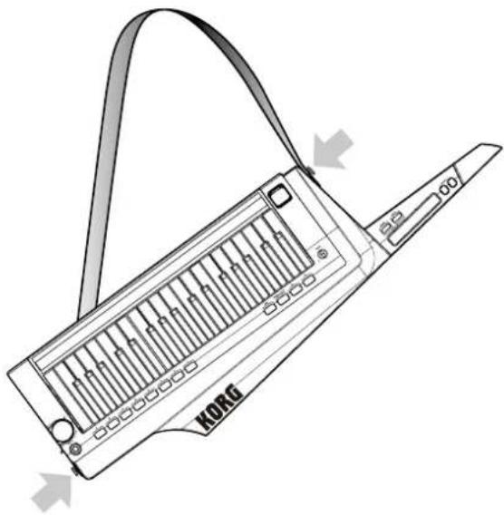 KORG RK100S - Attaching the strap - 1