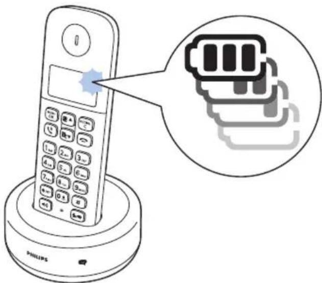 PHILIPS D1612B - Vérification du niveau de charge de la batterie - 1