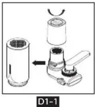 PHILIPS AWP3704 - Remplacement de la cartouche-filtre D1-1 1-2 - 1
