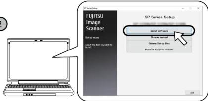 FJITSU Image Scanner Start up menu Start up menu is from you want to SP Series Setup Initial software Browse format Browse Serial Disk Product Support website OK