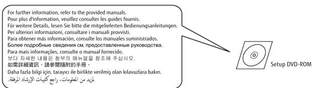 For further information, refer to the provided manuals. Pour plus d'information, veuillez consulter les guides fournis. Für weitere Details, lesen Sie bitte die mitgelieferten Bedienungsanleitungen. Per ulteriori informazioni, consultare i manuali provisti. Para obtener más información, consulte los manuales suministrados. Bolunteer подробные сведения см. предоставленные руководства. Para mais informações, consulte o manual forneido. 보다 justice한 내용은 Supportа의 매뉴얼을 참조해 주십시오. 如需詳細資訊，請參閱隨附的手冊。 Daha fazla bilgi için, tarayci ile birlikte verimilç olan klavuzlara bakın. The mže id non el pluviamas, راUGE كيلitas الإزشاد الم envelopes. Setup DVD-ROM