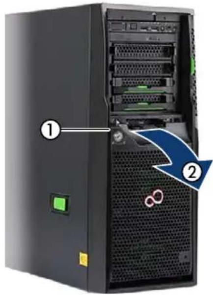 FUJITSU Primergy TX2540 M1 - Accès aux modules HDD (modèle Floorstand) - 1