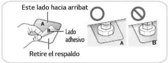 Este lado hacia arribat A B Lado adhesivo Retire el respaldo A B
