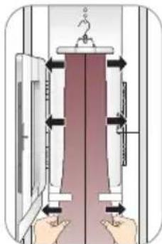 Diagram showing a vertical panel with arrows indicating movement or force, labeled with Chinese characters and directional arrows.