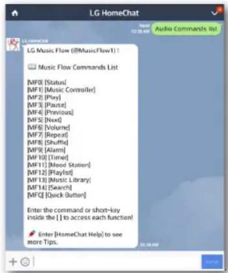 LG NP8540 - Listedes commandesaudio - 1