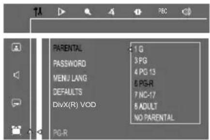 PHILIPS FWD796 - Limiter la lecture en réglant le niveau de contrôle parental - 3