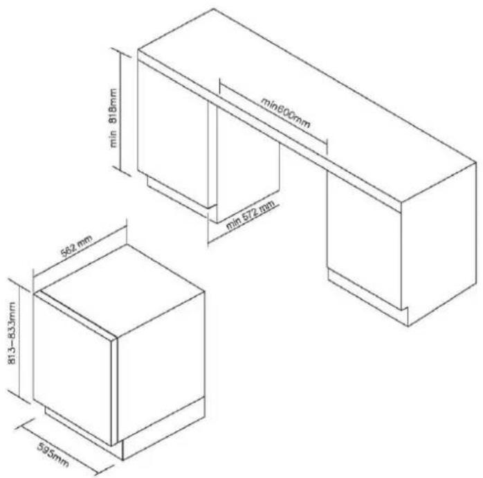 HOOVER HWCB 60D UKSSMN - Specifiche di montaggio per incasso - 1