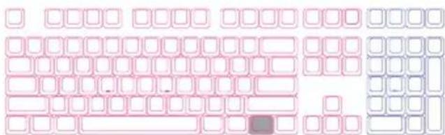 Cropped image showing a grid of pink and blue square tiles with one gray square highlighting a specific cell.