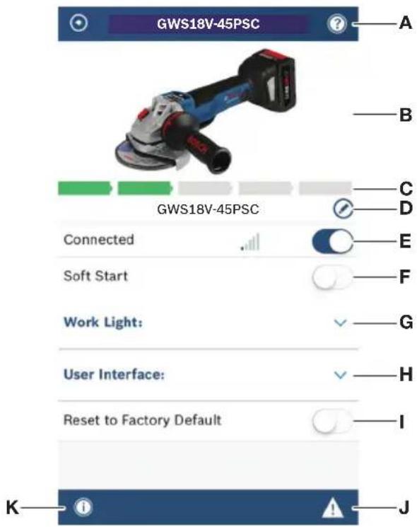BOSCH GWS18V45CN - USING 'BOSCH TOOLBOX' APP - 1
