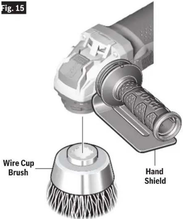BOSCH GWX1350VSP - To install wire wheel (Fig. 16) - 1