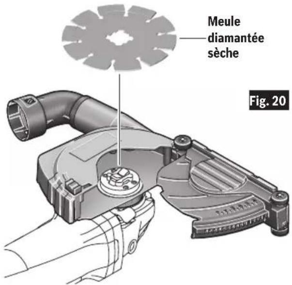 BOSCH GWX1350VSP - Installation de la meule diamantée pour coupe à sec - 1