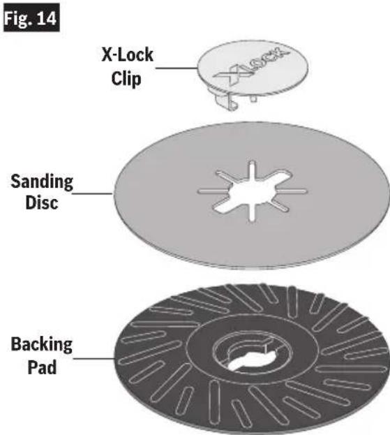 BOSCH GWX1350VSP - To install backing pad and sanding disc (Fig. 14) - 1