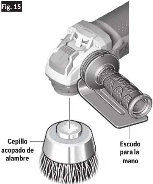 BOSCH GWX1350VSP - Para instalar una rueda de alambre (Fig. 16) - 1