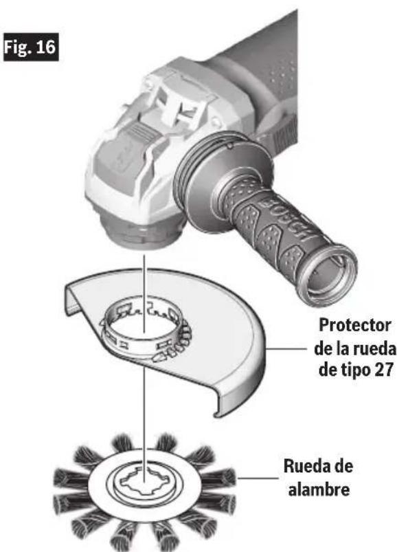 BOSCH GWX1350VSP - Para instalar una rueda de alambre (Fig. 16) - 2
