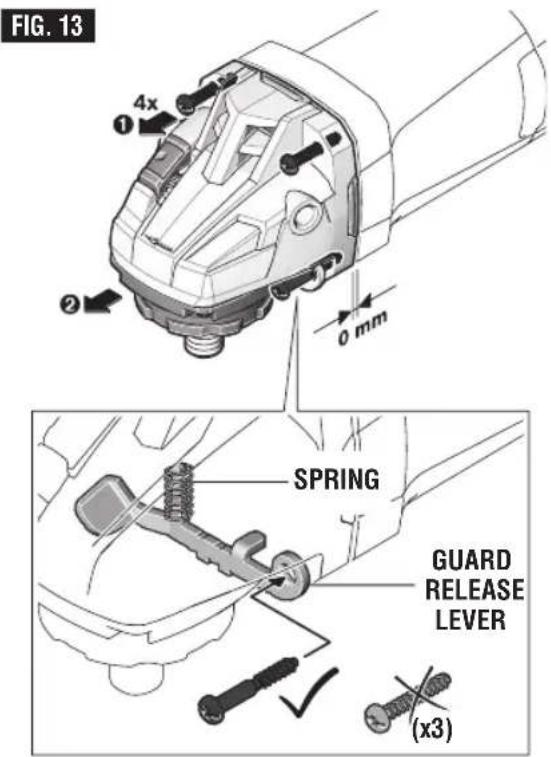 BOSCH GWS1360PD - Installing Masonry Type 1 Cutting Guard: - 1